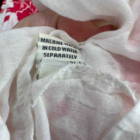 Sim & Sam puff sleeve lined Hawaiian floral mini dress tropical white red Lilo S - Picture 8 of 10